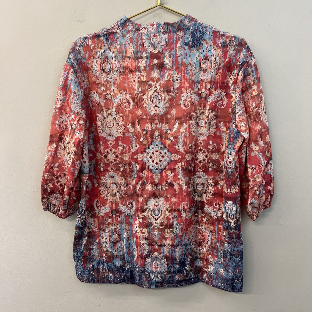 Orange/ Multi Print Button Front Top Large