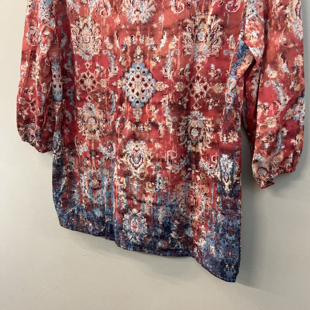 Orange/ Multi Print Button Front Top Large