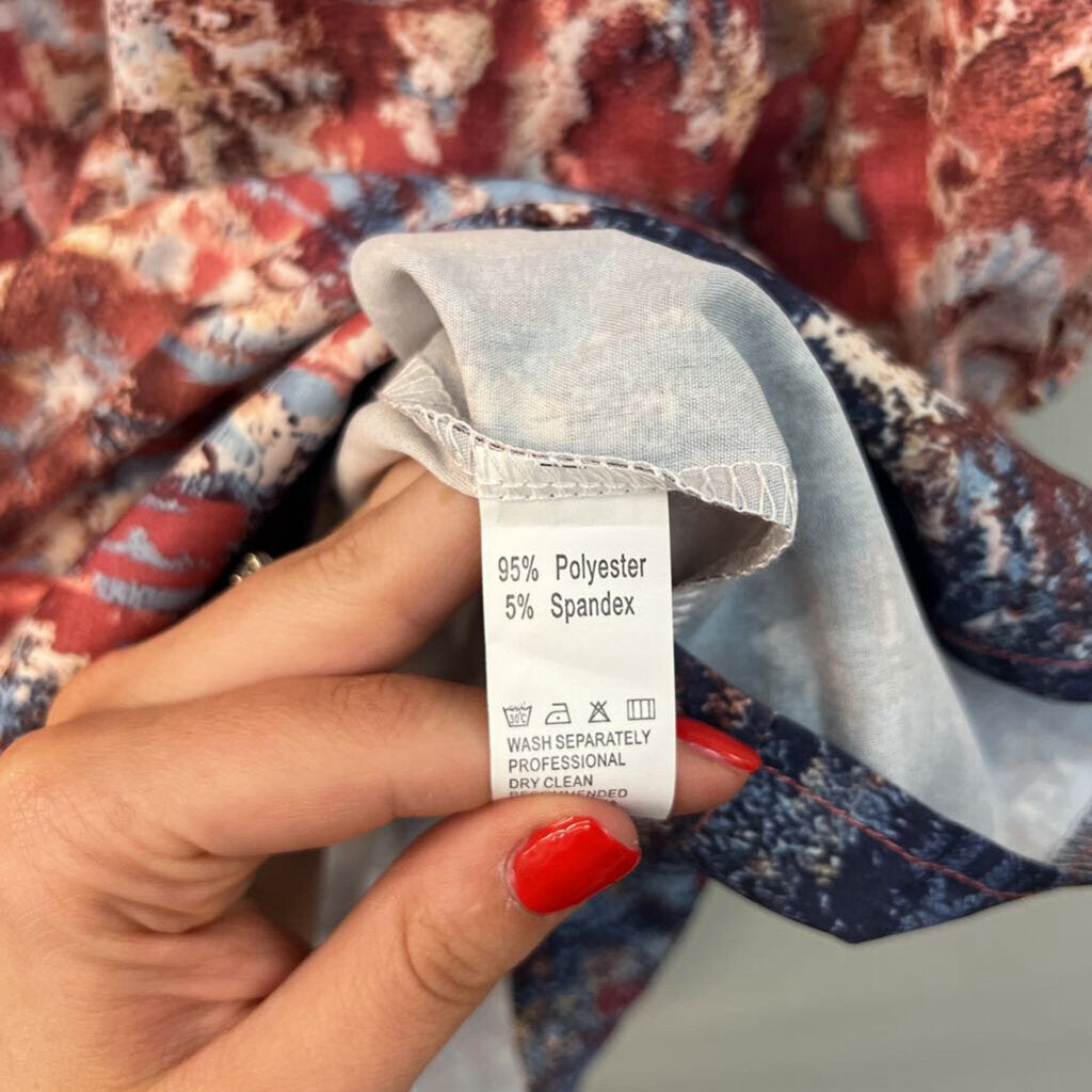 Orange/ Multi Print Button Front Top Large