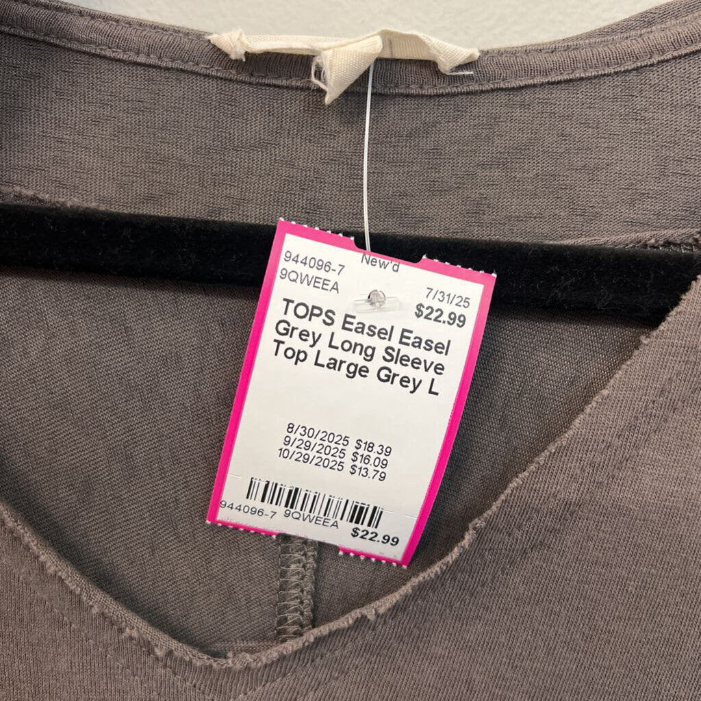 Easel Grey Long Sleeve Top Large