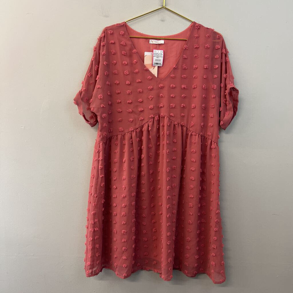 Kirundo Mauve Pink Dot Detail Short Sleeve Dress Large