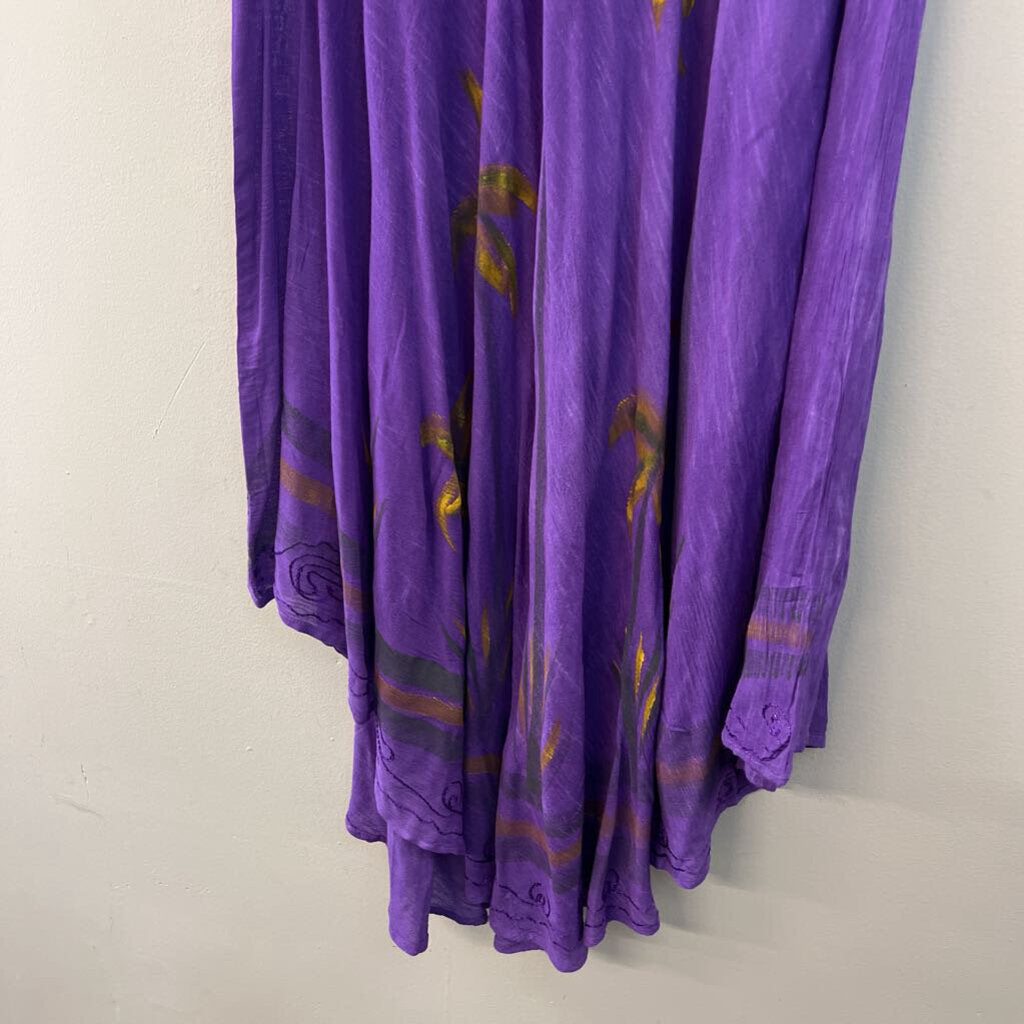 Style Style Style Purple Embroidered Print Tank Midi Dress Free Size