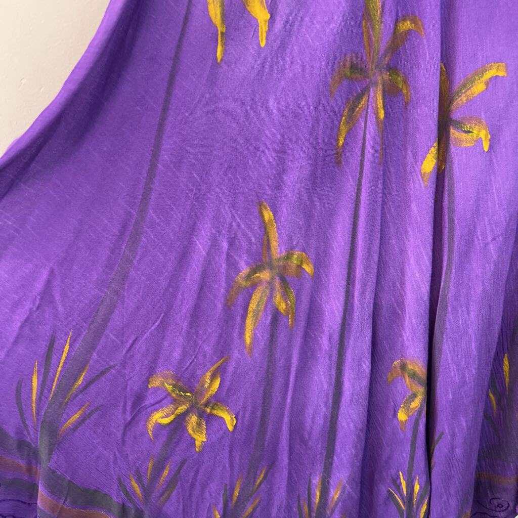 Style Style Style Purple Embroidered Print Tank Midi Dress Free Size