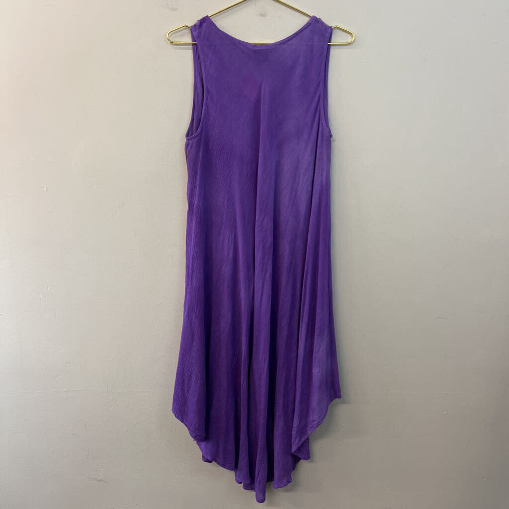 Style Style Style Purple Embroidered Print Tank Midi Dress Free Size