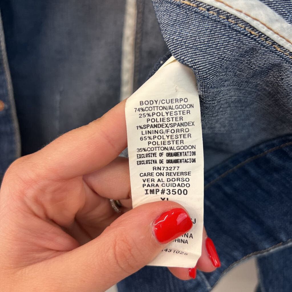 Candies Dark Wash Gold Embellished Denim Jacket Extra Large