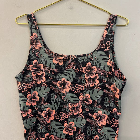 Columbia Black/ Pink Tropical Print Tank Dress Extra Large