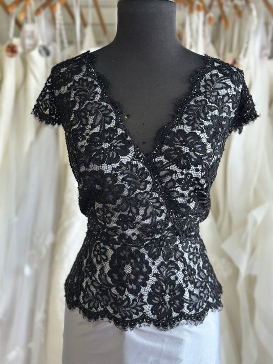 JS Boutique Silver/ Black Lace Layered Short Formal Dress 12