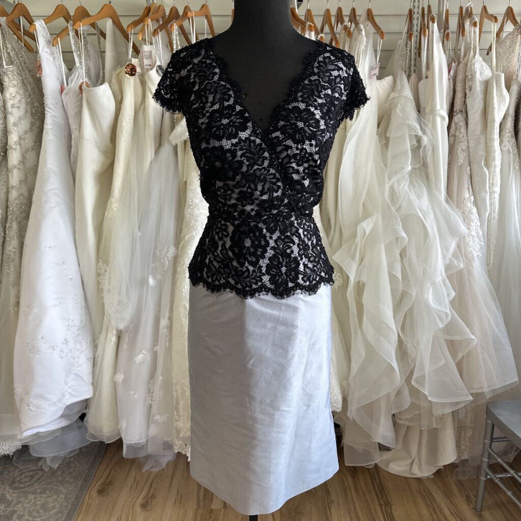 JS Boutique Silver/ Black Lace Layered Short Formal Dress 12