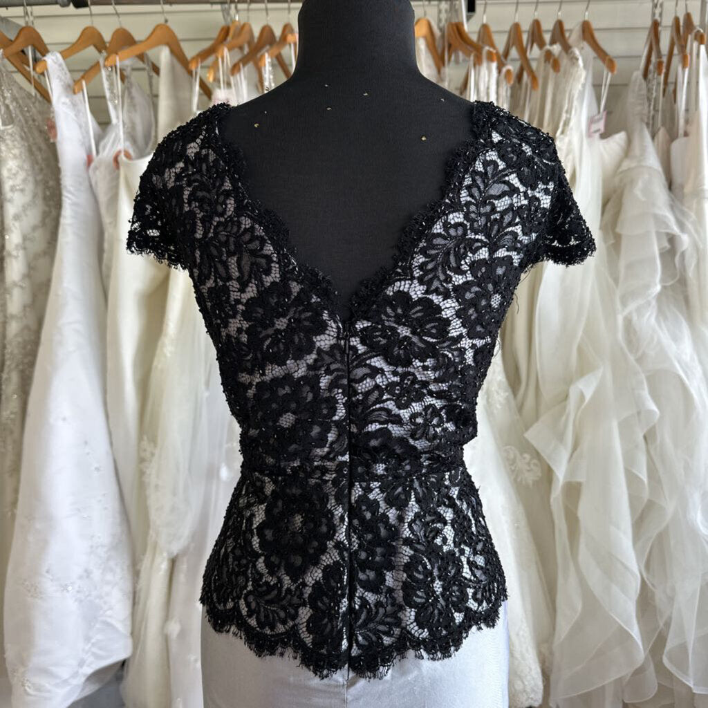 JS Boutique Silver/ Black Lace Layered Short Formal Dress 12