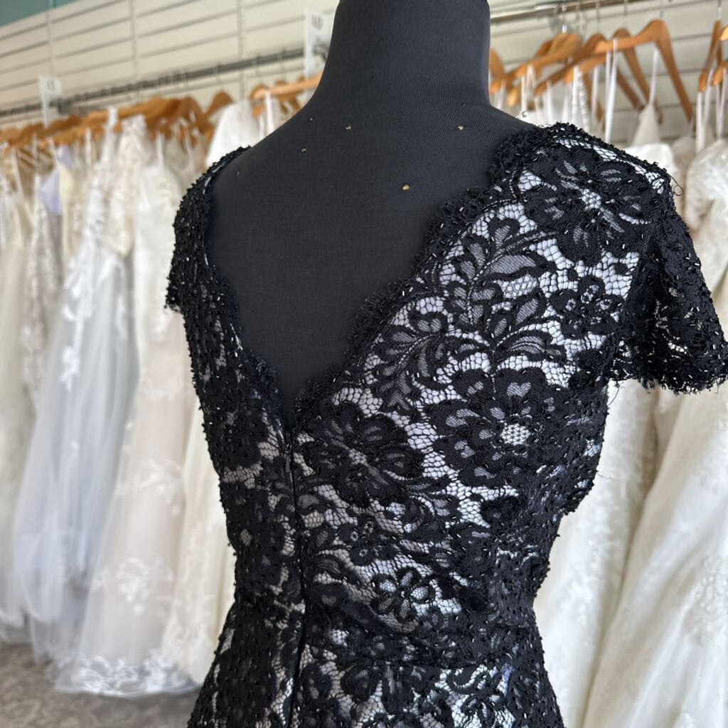 JS Boutique Silver/ Black Lace Layered Short Formal Dress 12