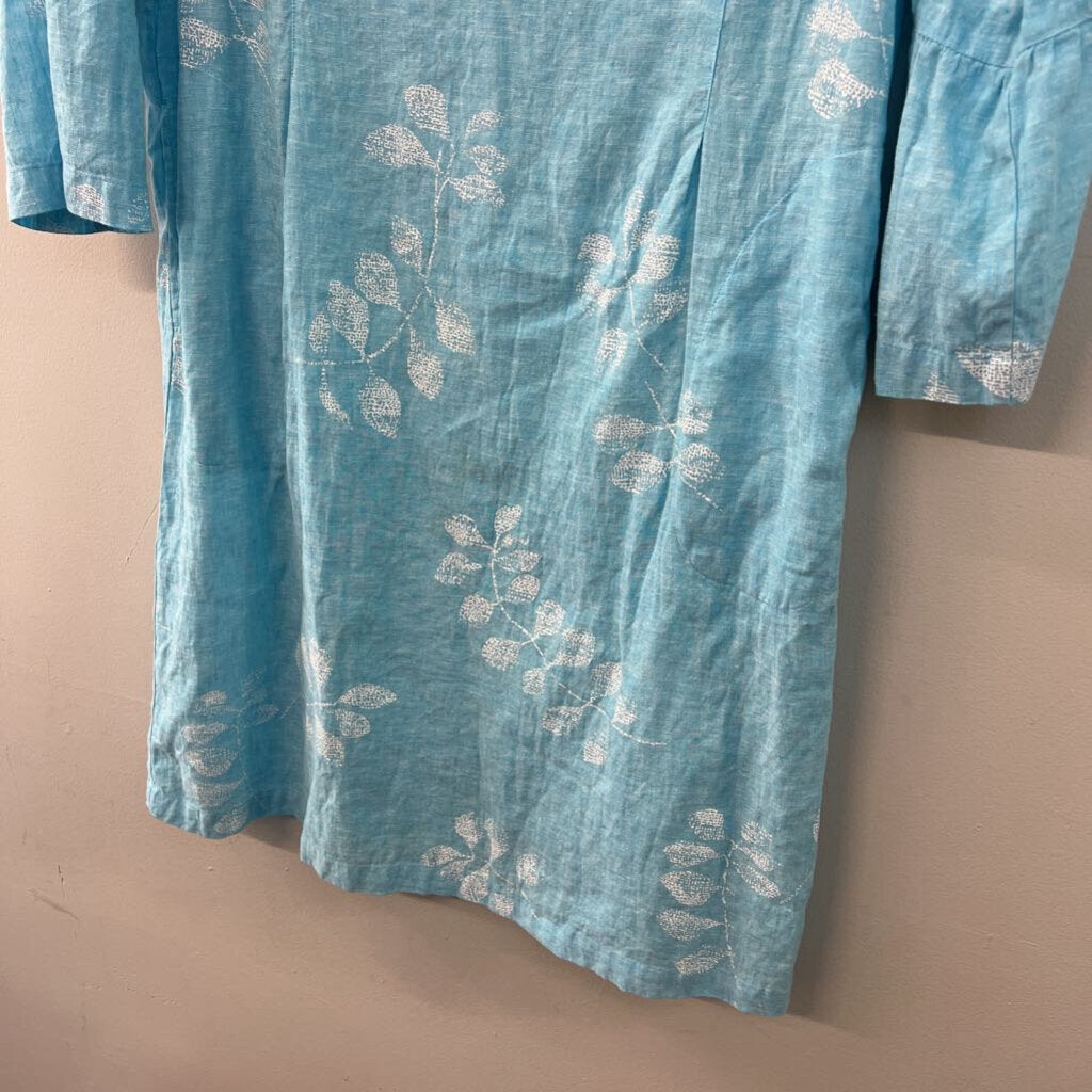 Habitat Blue/ White Print Long Sleeve Dress Large