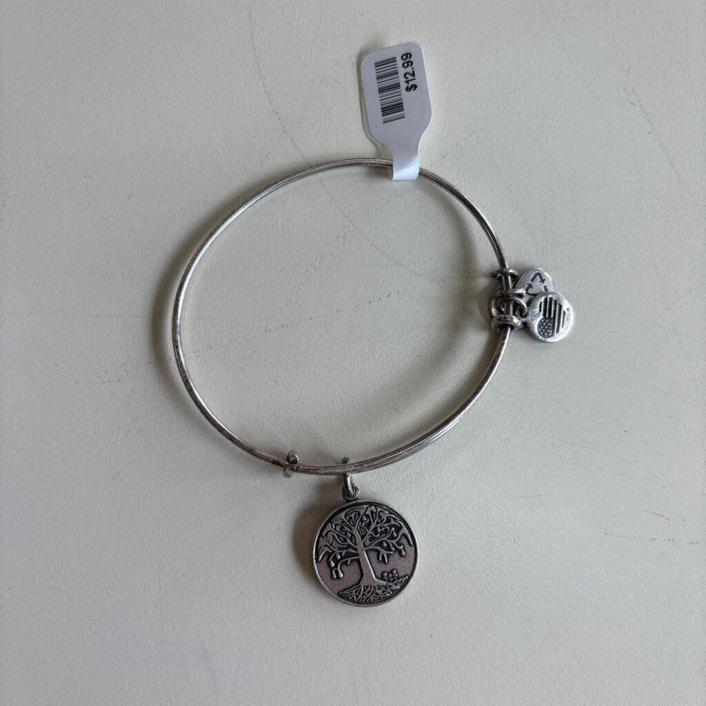 Alex and Ani Silver Tree Bangle Charm Bracelet