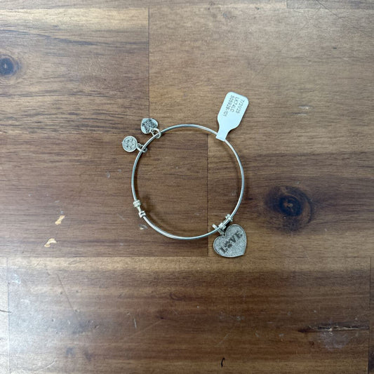Angelica Silver Paw Print Love Bangle Charm Bracelet