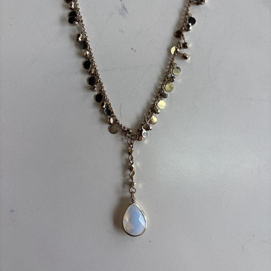 Gold Clear Pendant Long Necklace