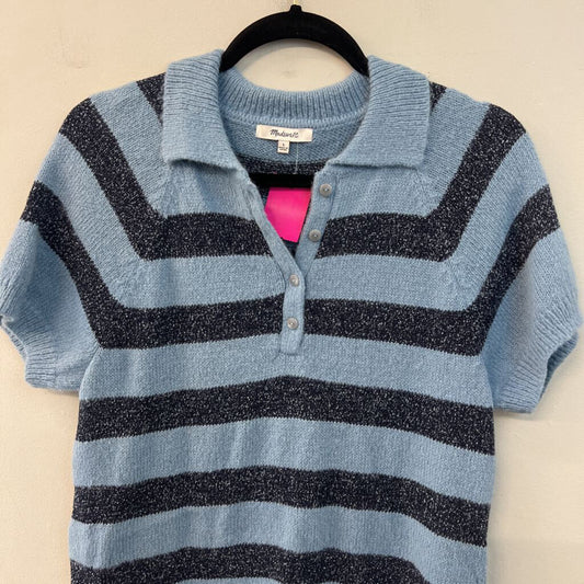 Madewell Blue/ Navy Striped Knit Short Sleeve Top Large