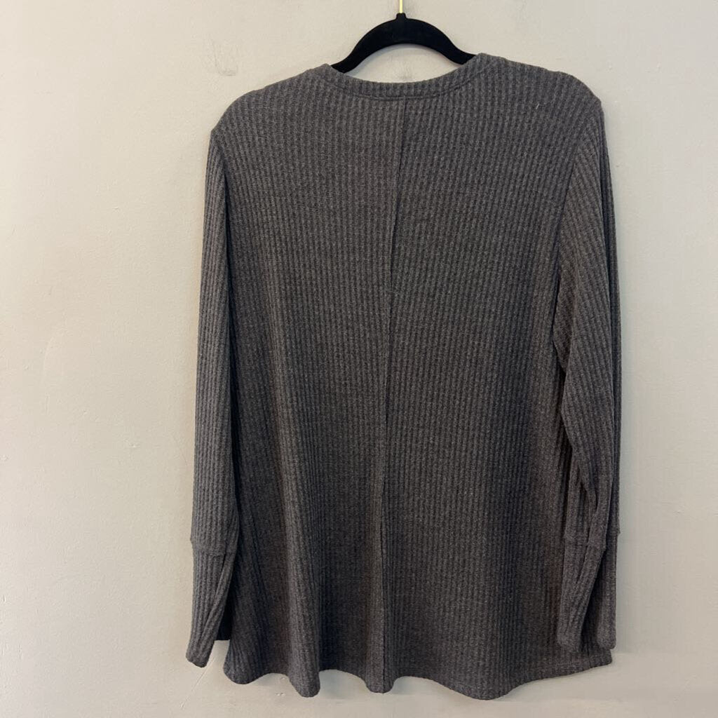 Style and Co Grey Waffle Knit Long Sleeve Top Extra Large