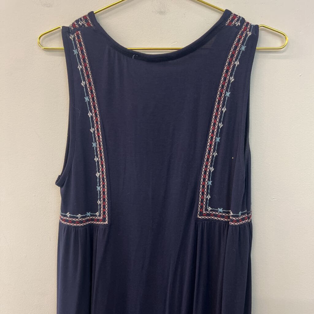 Knox Rose Navy Embroidered Top Tank Dress Medium