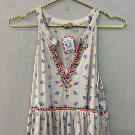 True Craft White/ Multi Embroidered Print Tank Dress Large