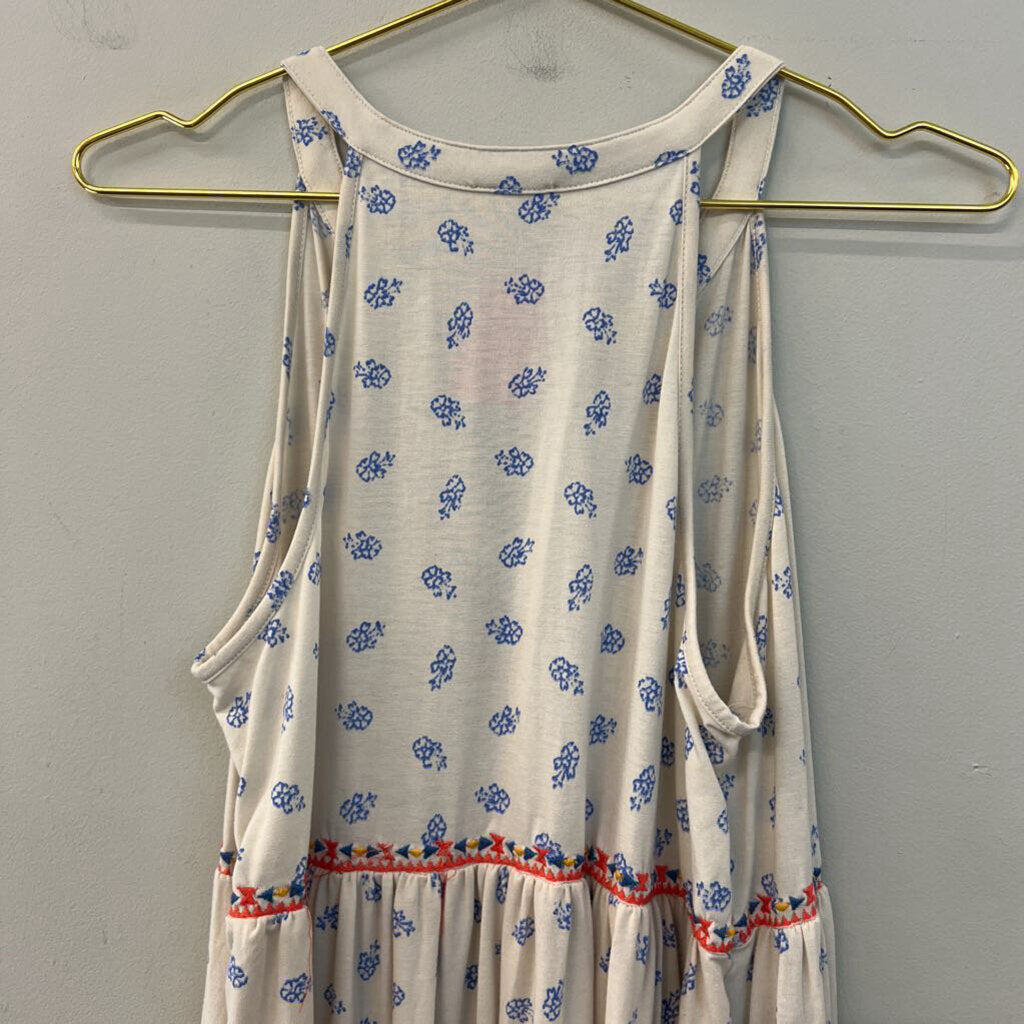 True Craft White/ Multi Embroidered Print Tank Dress Large