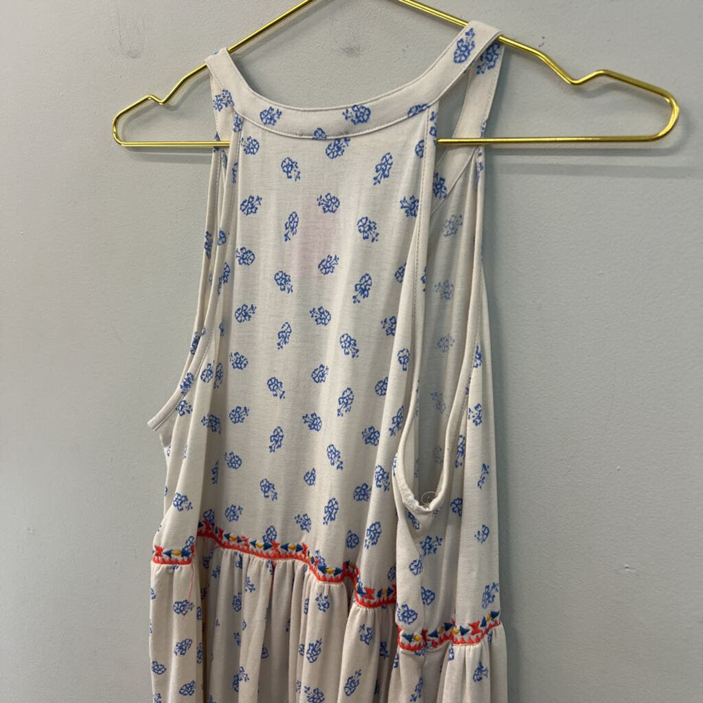 True Craft White/ Multi Embroidered Print Tank Dress Large