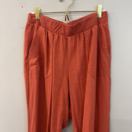 Sound Style Orange Linen Blend Pull On Pants 10