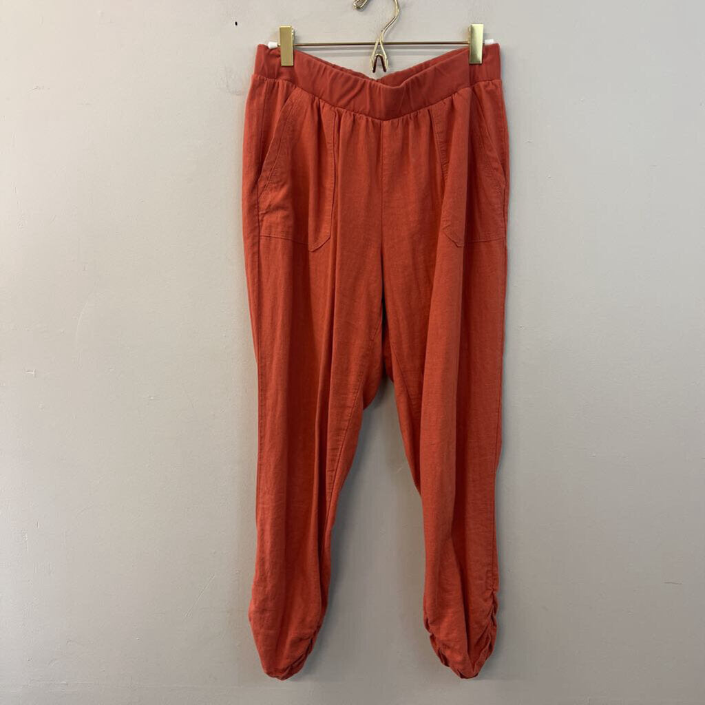 Sound Style Orange Linen Blend Pull On Pants 10