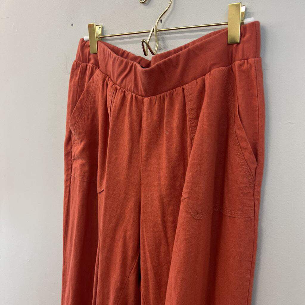 Sound Style Orange Linen Blend Pull On Pants 10