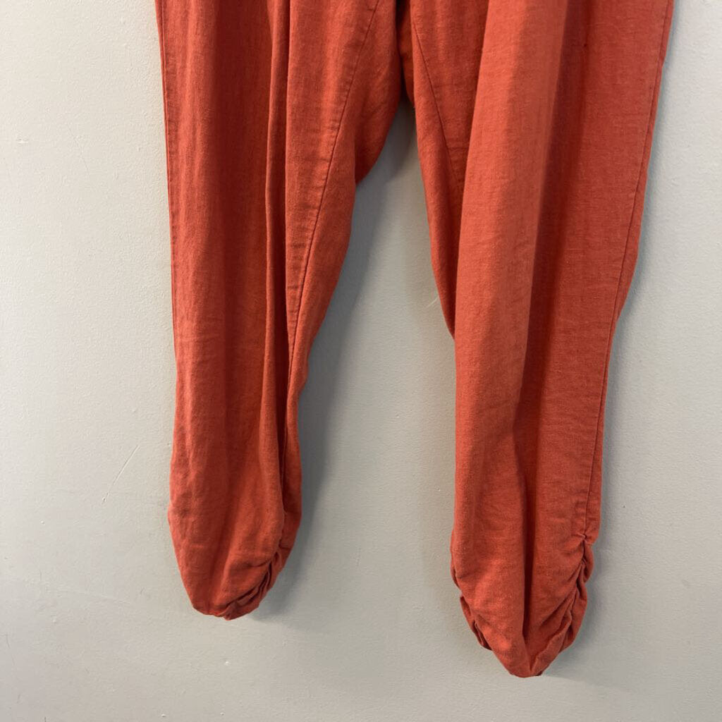 Sound Style Orange Linen Blend Pull On Pants 10