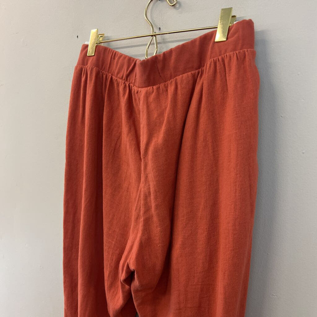 Sound Style Orange Linen Blend Pull On Pants 10