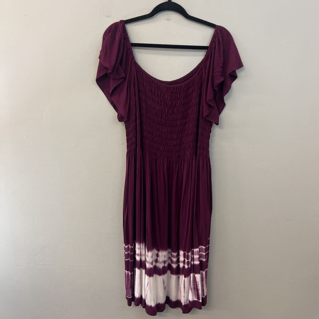 Lane Bryant Purple Tie Dye Hem Short Sleeve Dress 18/20