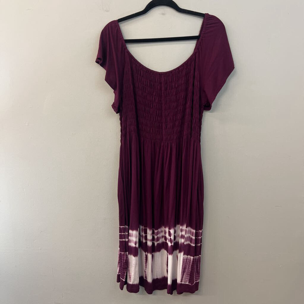 Lane Bryant Purple Tie Dye Hem Short Sleeve Dress 18/20
