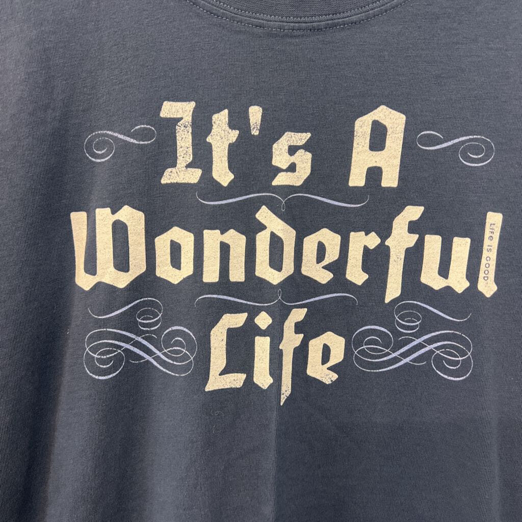 Life Is Good Blue/ White It's A Wonderful Life Short Sleeve Graphic Tee Large