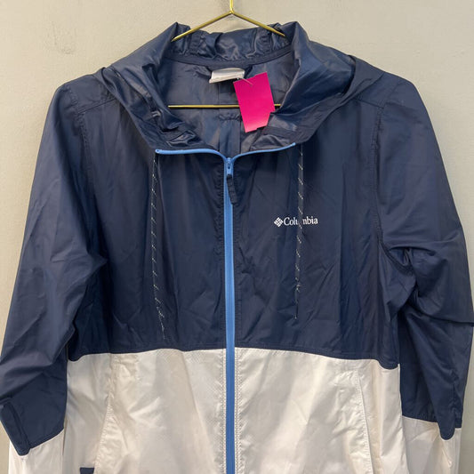 Columbia Navy/ White Hooded Windbreaker Jacket Small