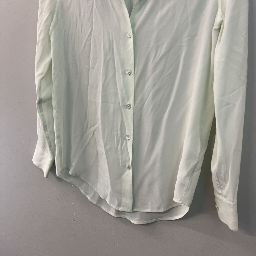 Equipment Femme Light Green 100% Silk Long Sleeve Button Down Top Extra Small