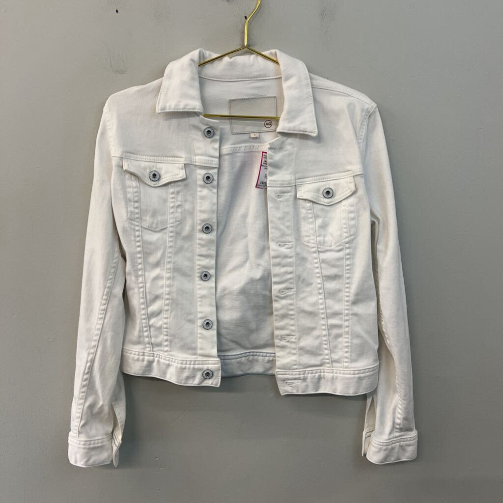 AG White Denim Long Sleeve Denim Jacket Small