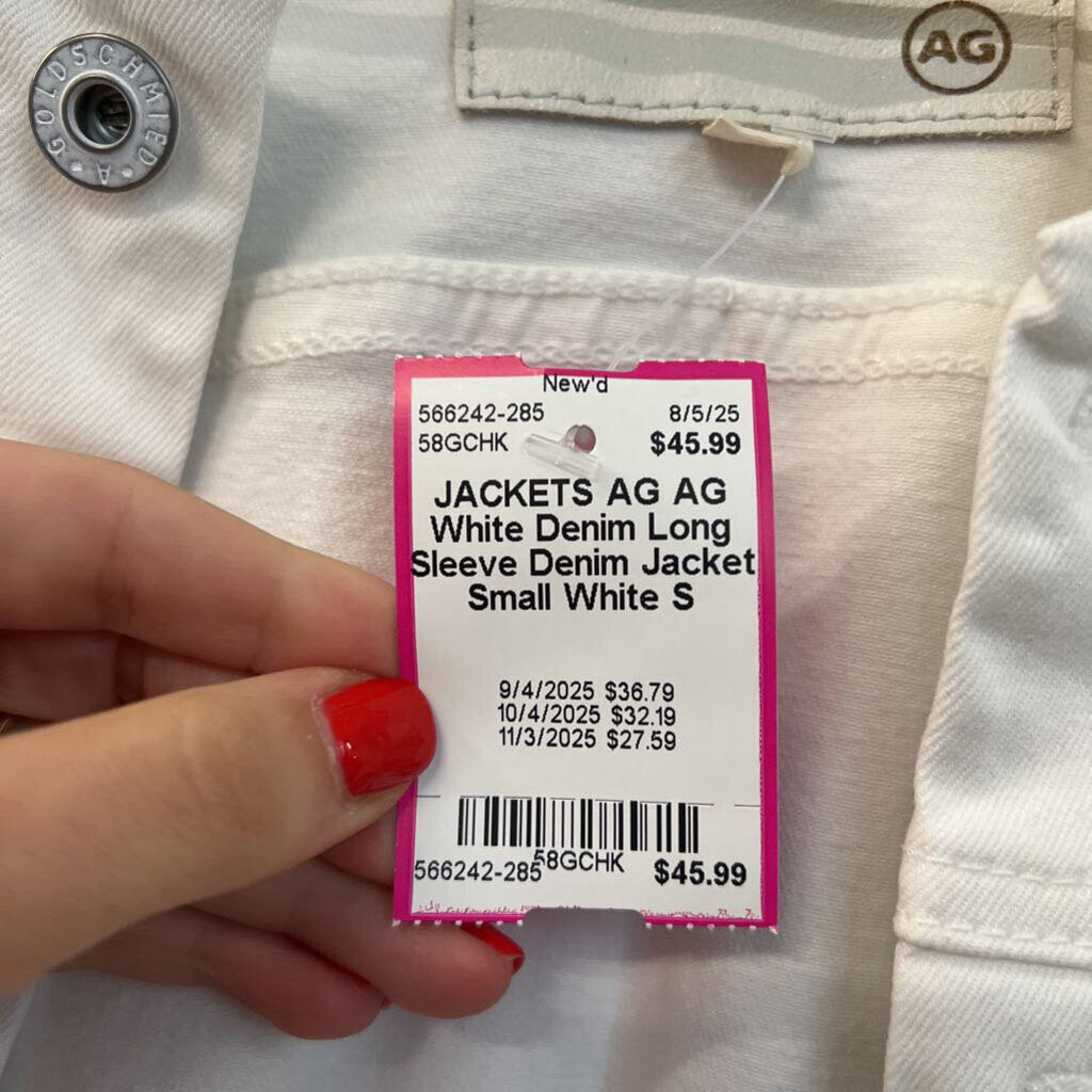 AG White Denim Long Sleeve Denim Jacket Small
