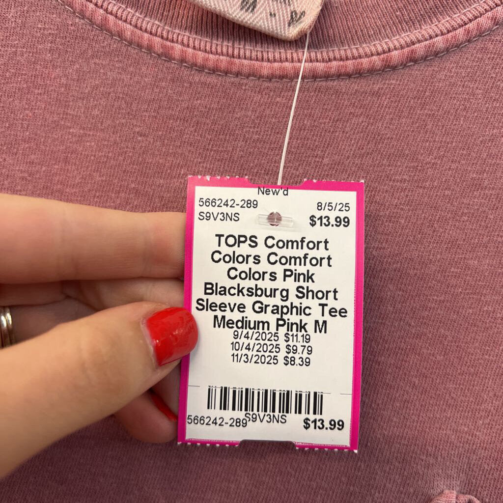 Comfort Colors Pink Blacksburg Short Sleeve Graphic Tee Medium