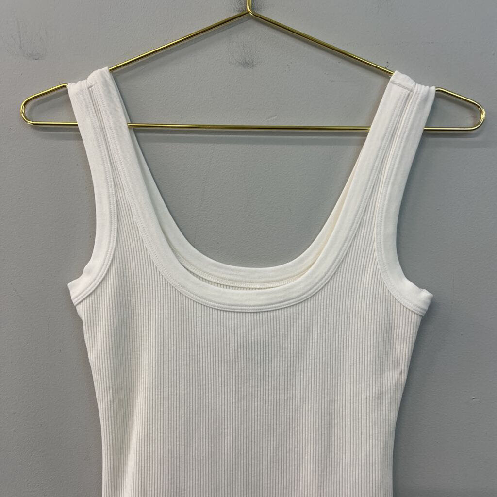 Citizens of Humanity Cream Ribbed Cropped Tank Top Extra Small