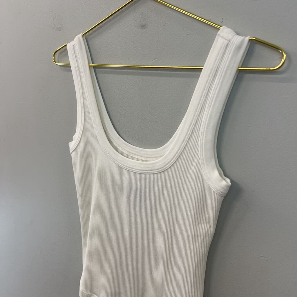 Citizens of Humanity Cream Ribbed Cropped Tank Top Extra Small