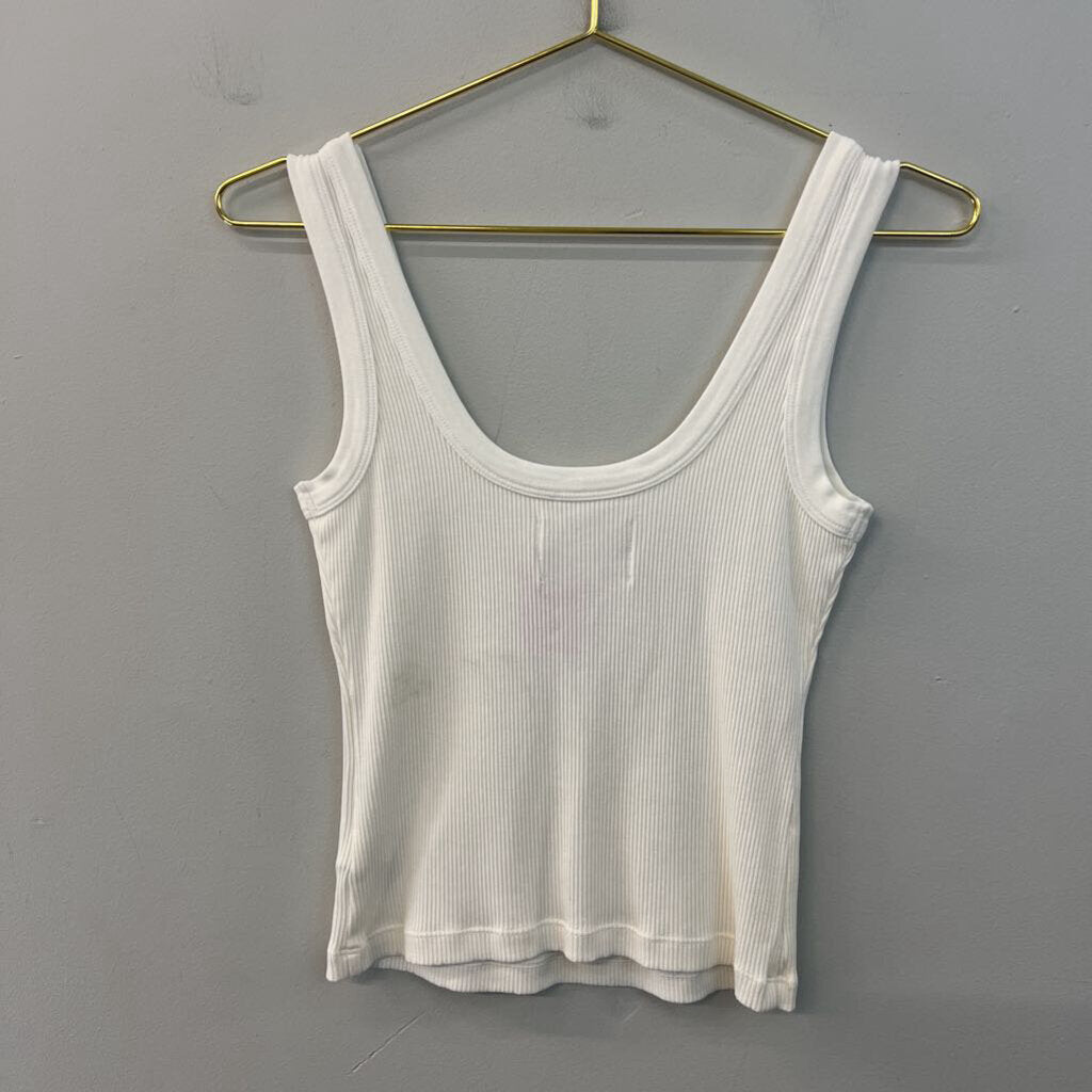 Citizens of Humanity Cream Ribbed Cropped Tank Top Extra Small