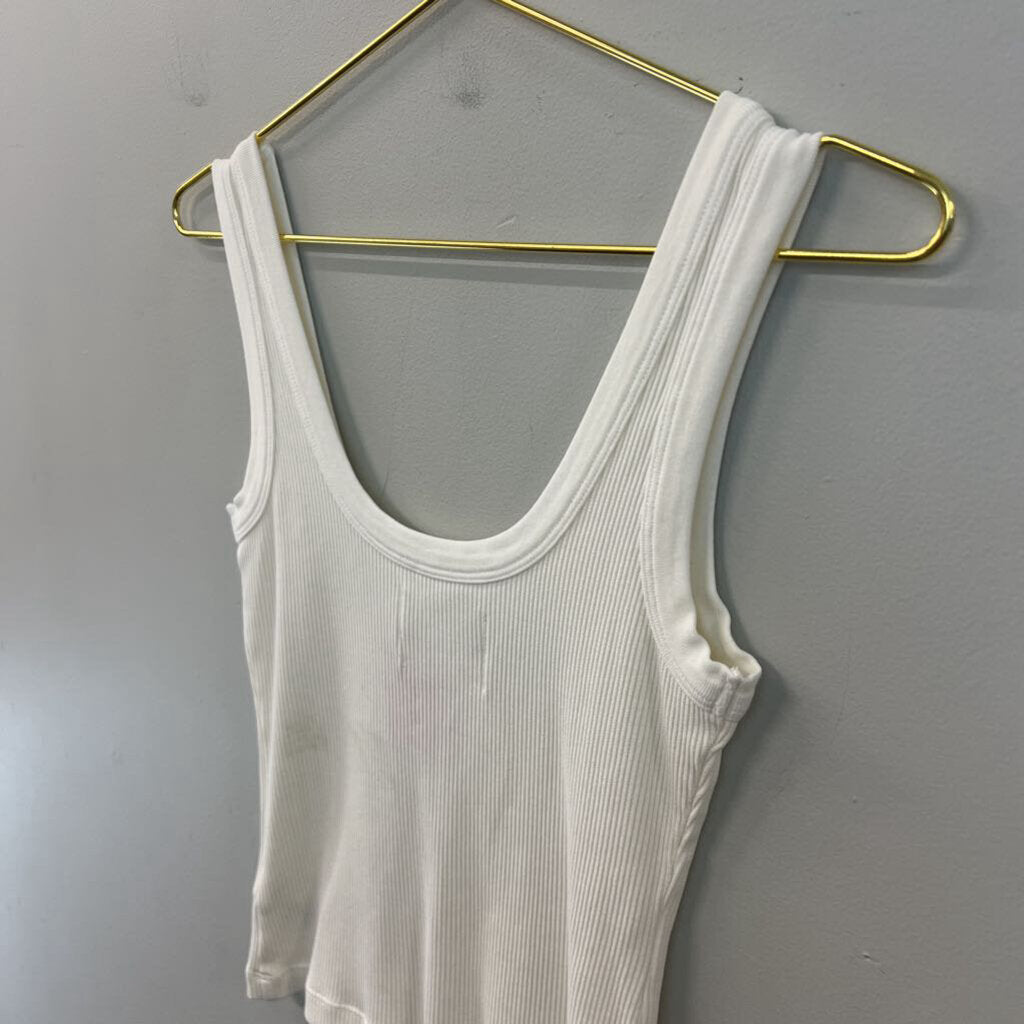 Citizens of Humanity Cream Ribbed Cropped Tank Top Extra Small