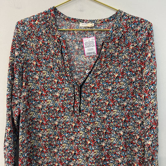 Meadow Rue Black/ Multi Print Long Sleeve Top Small