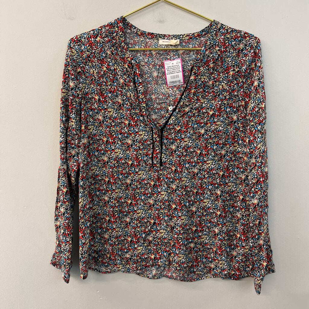 Meadow Rue Black/ Multi Print Long Sleeve Top Small