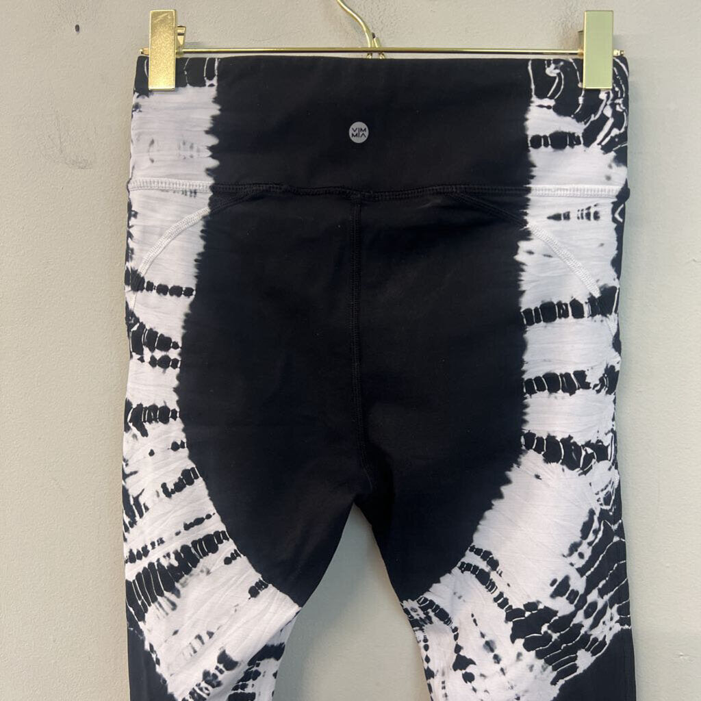 Vimmia Black/ White Tie Dye Side Athletic Leggings Extra Small