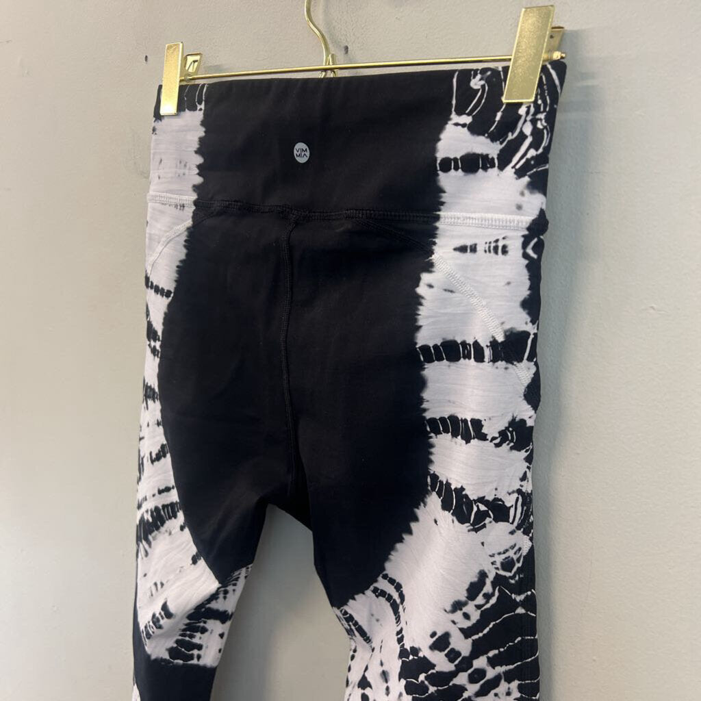 Vimmia Black/ White Tie Dye Side Athletic Leggings Extra Small