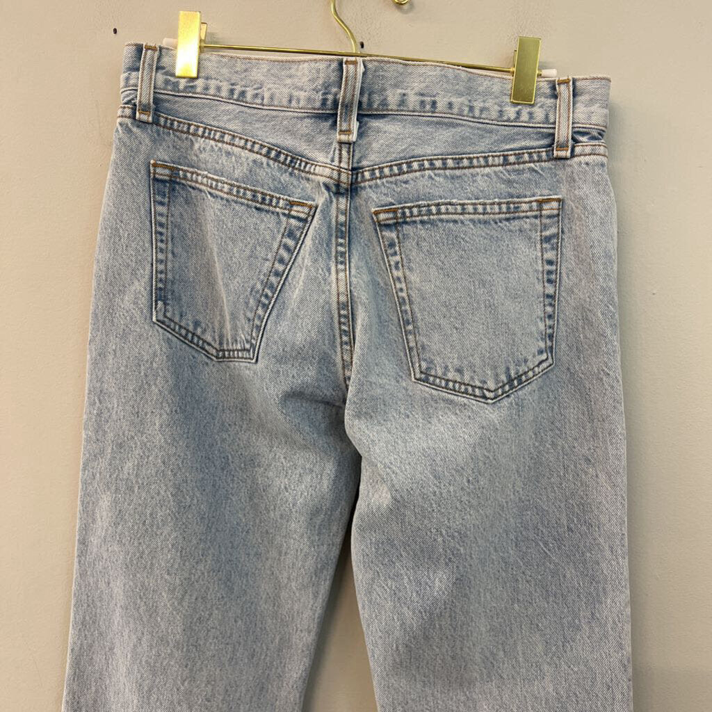 AskkNY Light Wash Distressed Mom Jeans 26
