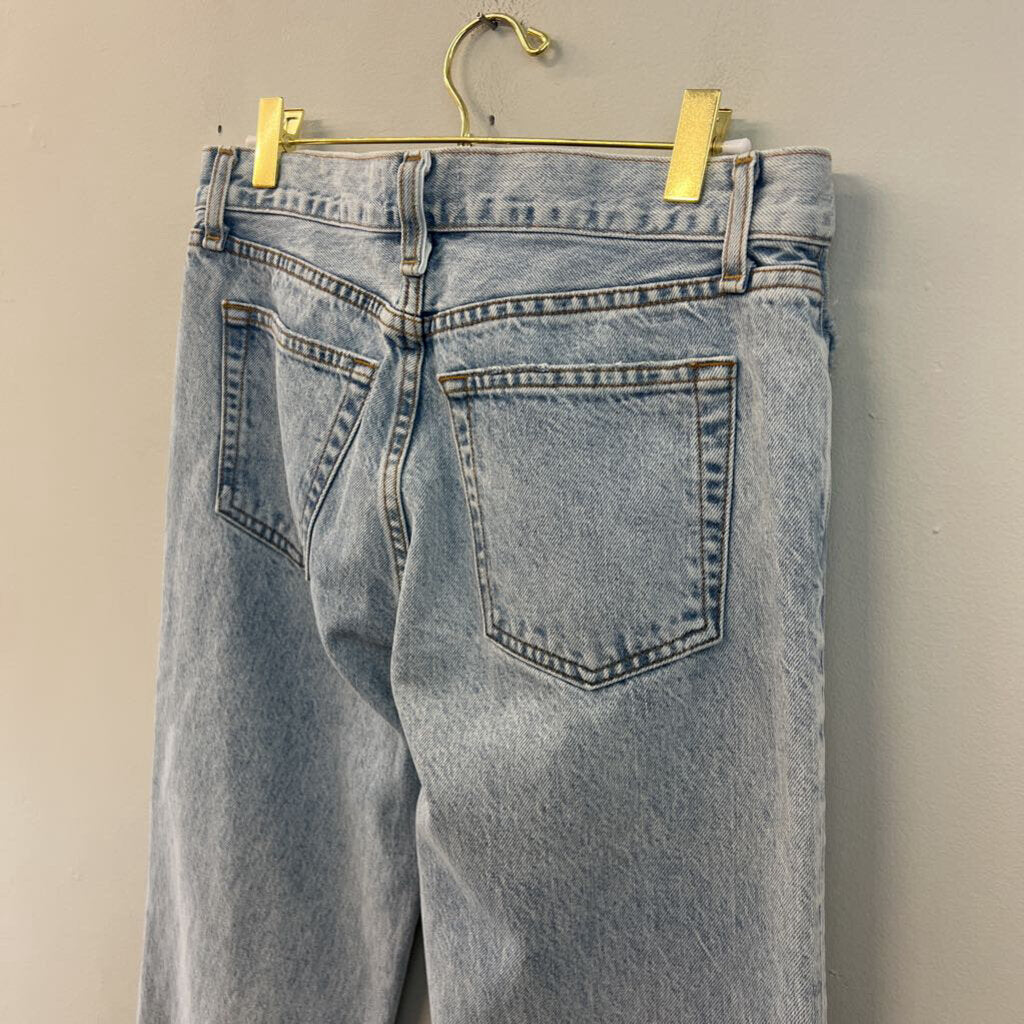 AskkNY Light Wash Distressed Mom Jeans 26