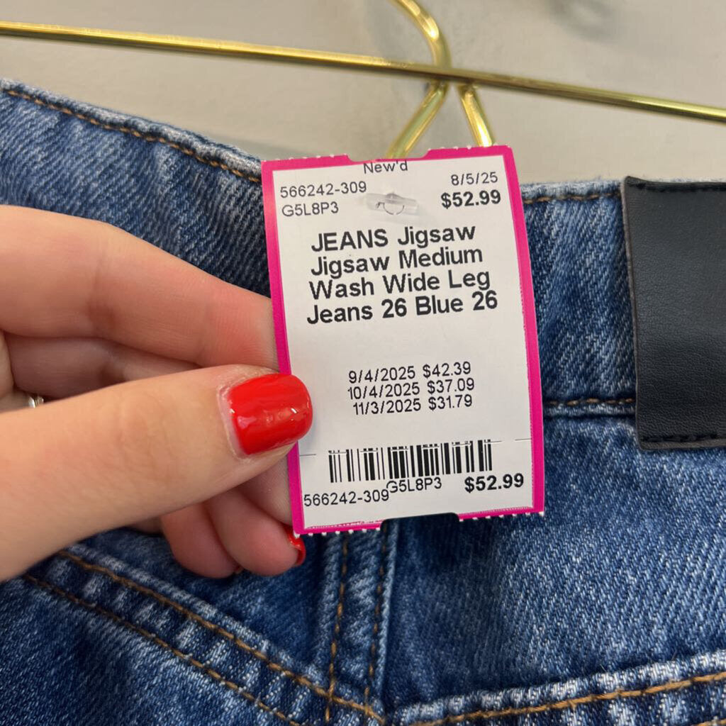 Jigsaw Medium Wash Wide Leg Jeans 26
