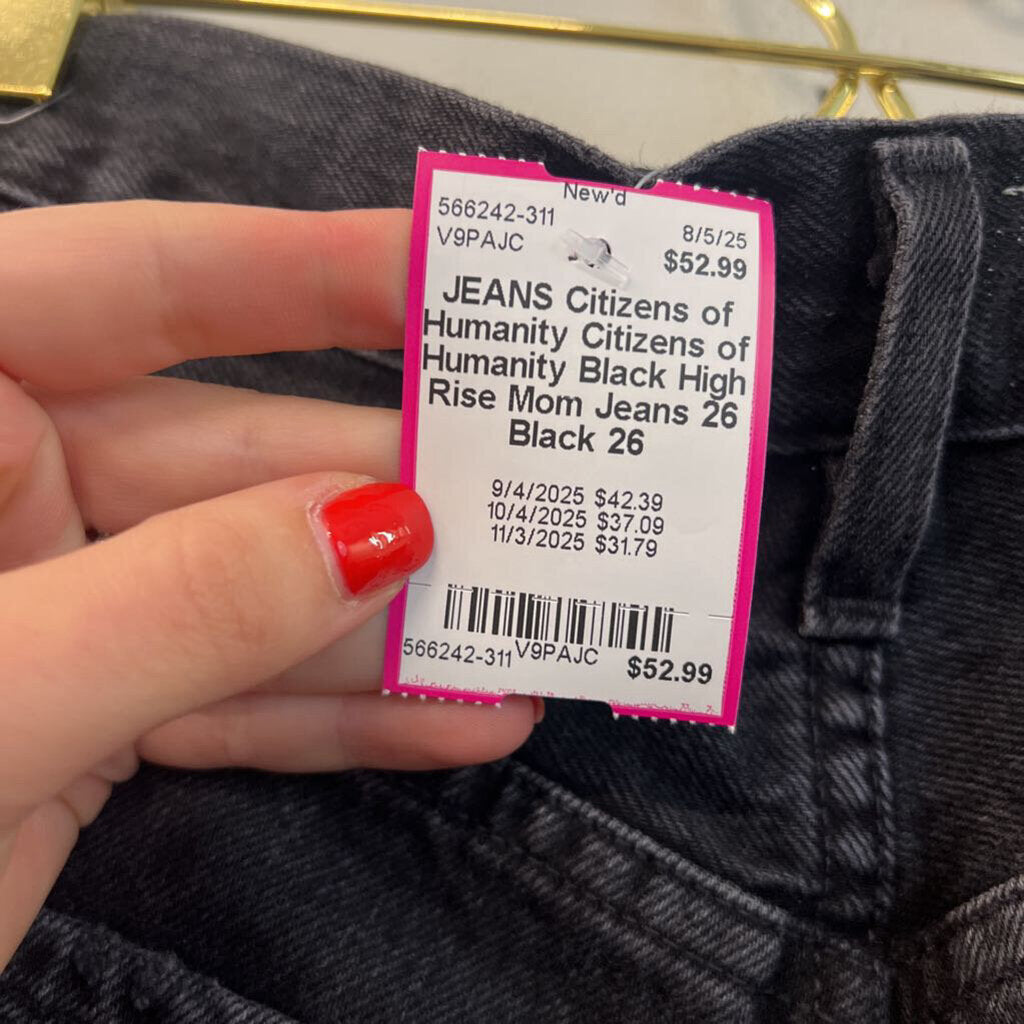 Citizens of Humanity Black High Rise Mom Jeans 26