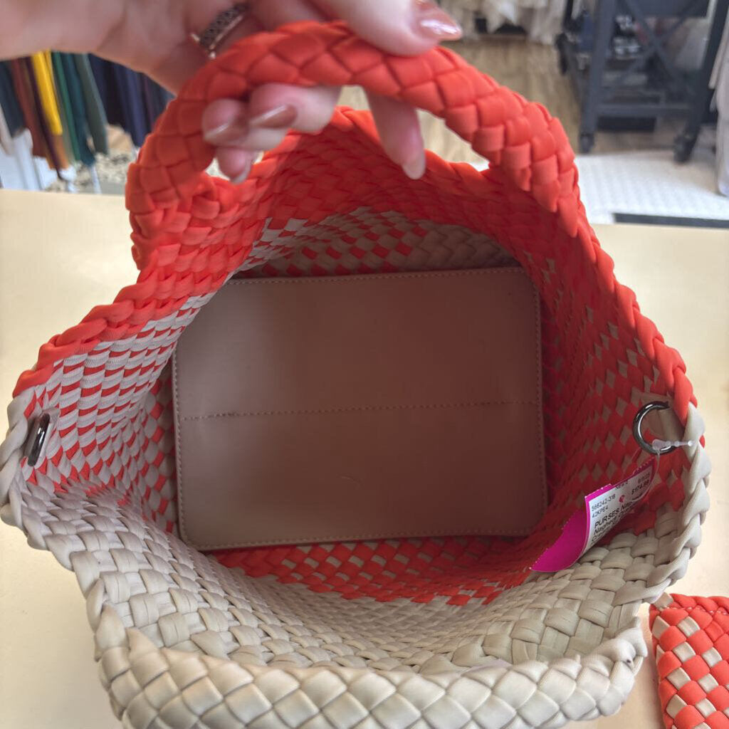 Naghedi Orange/ Cream St. Barths Petit Tote Purse